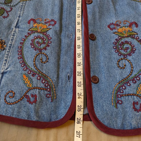 Vintage Denim & Co Embroidered Paisley Jean Jacket Medium - Picture 10 of 10